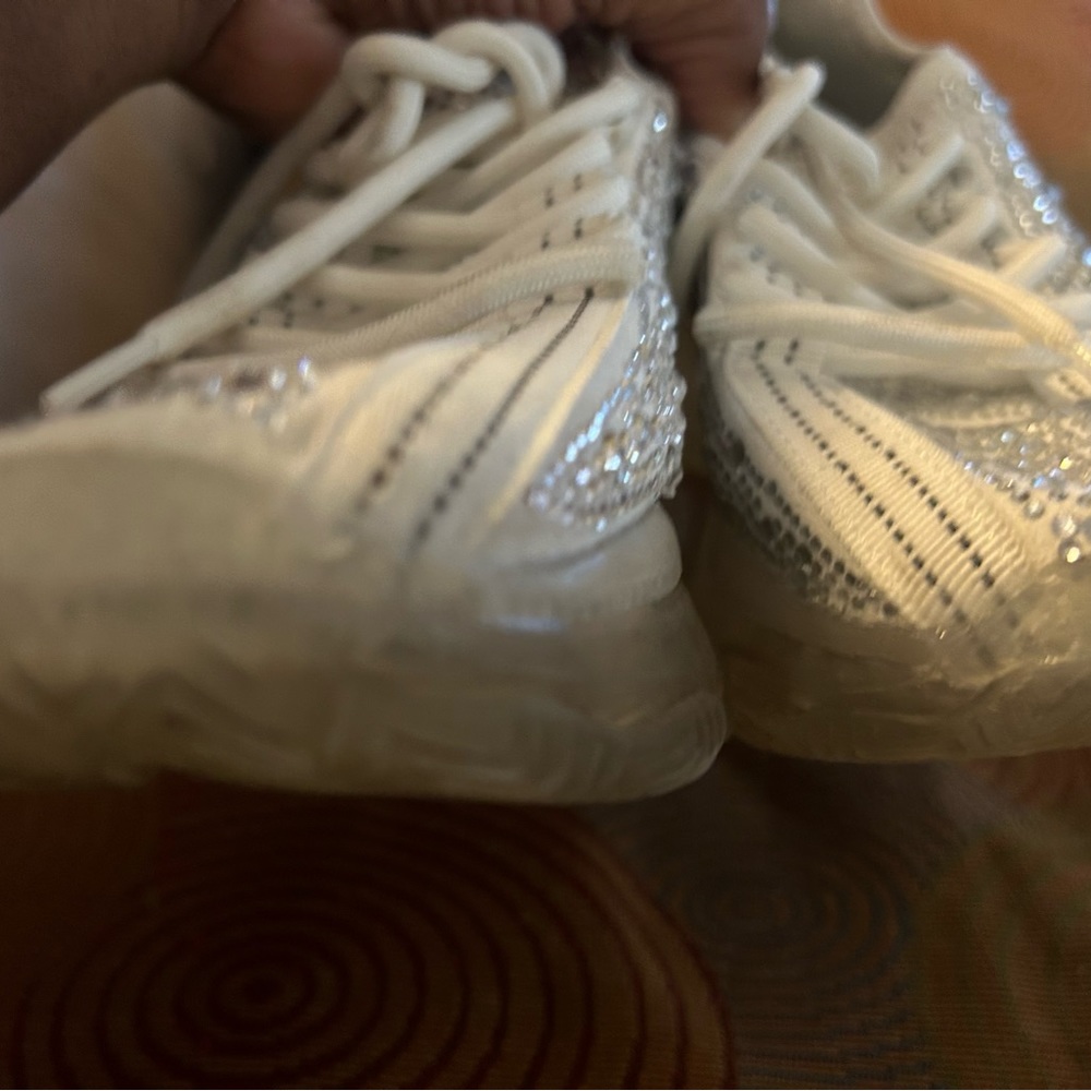 White with crystals 8.5 Steve Madden tennis worn several times